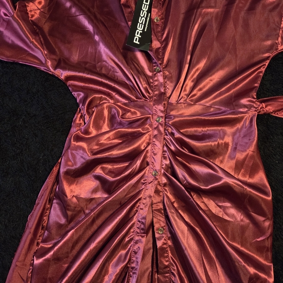 Pressed ATL Elegant Red Satin Dress - Picture 3 of 4